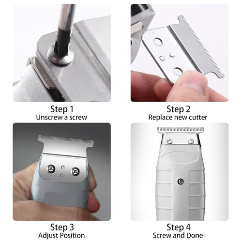Andis T Outliner Blades - 2 Pack Silver Steel Replacement Blades for GTX Trimmer & #04710, #04521