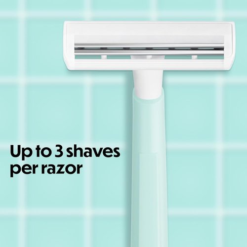 BIC Silky Touch Women's Disposable Razors, With 2 Blades, Pretty Pastel Razor Handles, 40 Count Value Pack of Shaving Razors