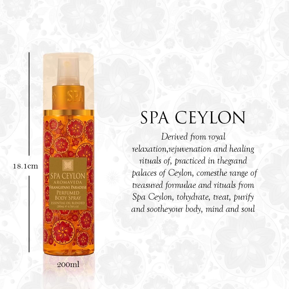 SPA CEYLON Frangipani Paradise Body Spray - Tropical Floral Fragrance Mist with Jasmine | Inviting Women's Perfume