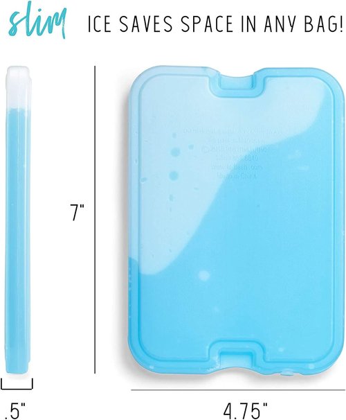 Fit & Fresh Cool Coolers | 4 Pack XL Slim Ice Packs - Quick Freeze, Space-Saving Design, Blue