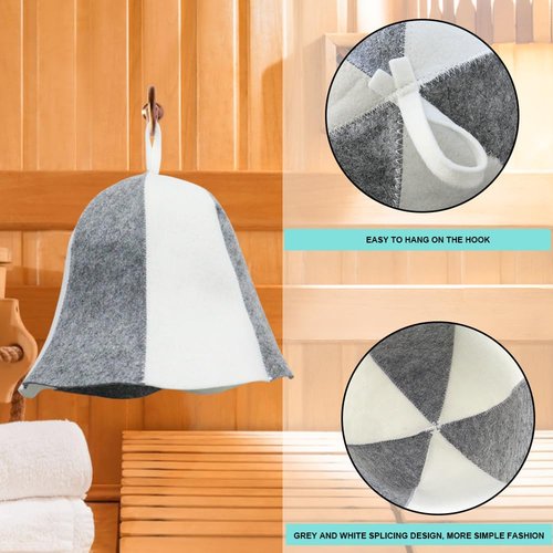 2 Pack Sauna Hat Polished Wool Hat for Sauna Wool Cap for Sauna Banya Bath House Head Protection Ukraine Sauna Hat for Men Russian Banya Hat Unisex Bathroom Accessories for Women White