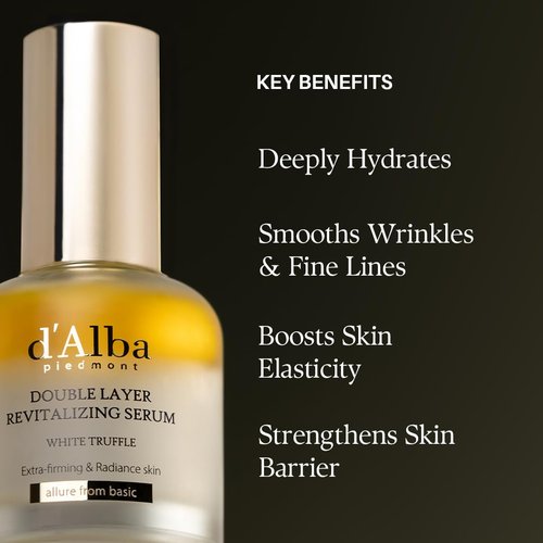 d'alba Piedmont White Truffle Revitalizing Serum - 100hr Hydration, Hyaluronic Acid & Centella Asiatica, Skin Firming (1.01 fl. oz)