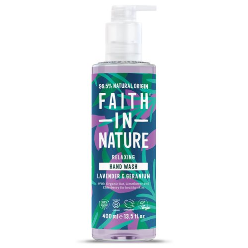 FAITH IN NATURE Natural Lavender and Geranium Liquid Hand Wash, Relaxing, Vegan and Cruelty Free, No SLS or Parabens, 400 ml