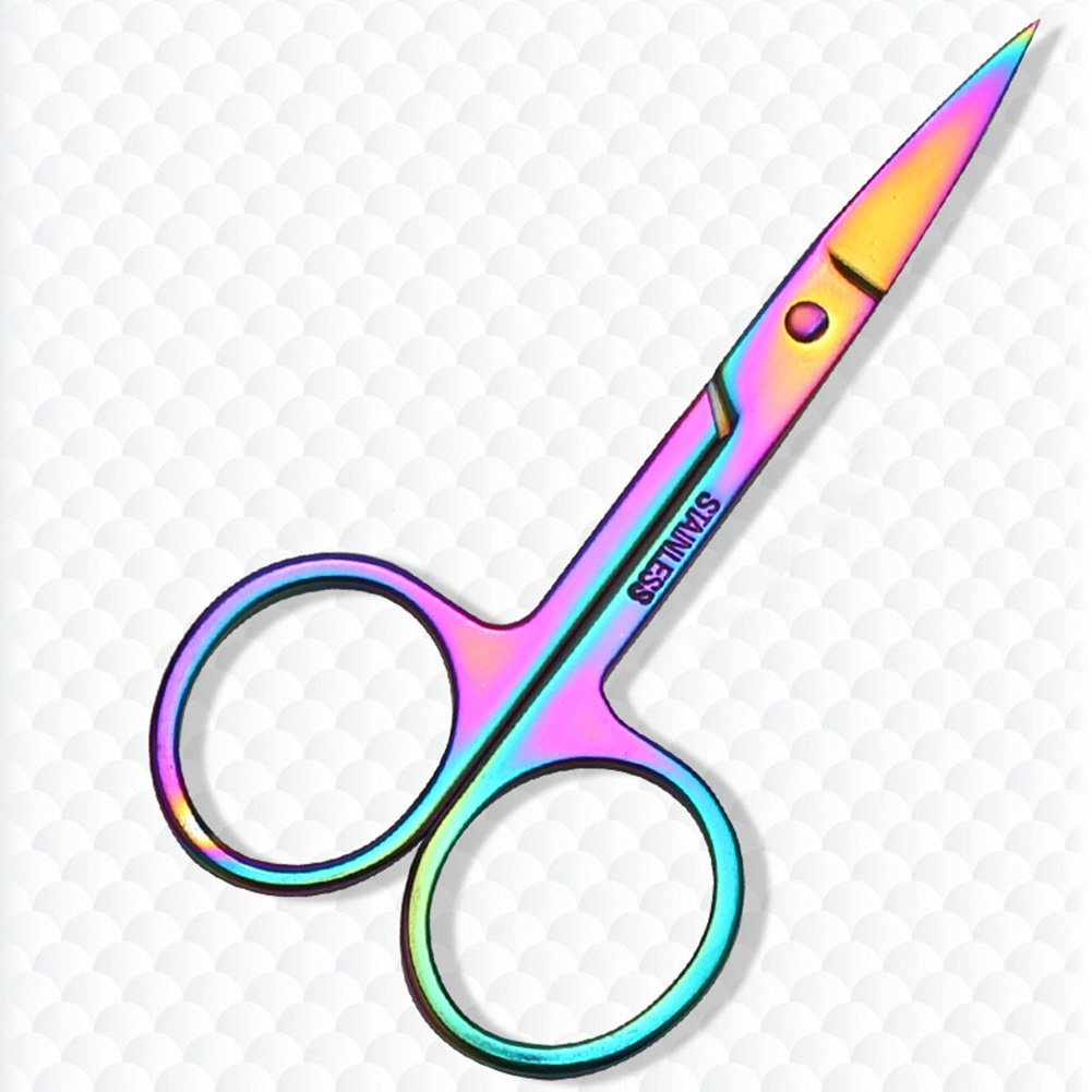 WOKOTO Nail Tweezers And Scissors Kit Straight Curved Rainbow Stainless Steel Precision Tweezers Set For Nail Art Sticker Rhinestone Eyelash Extensions Picker Tools