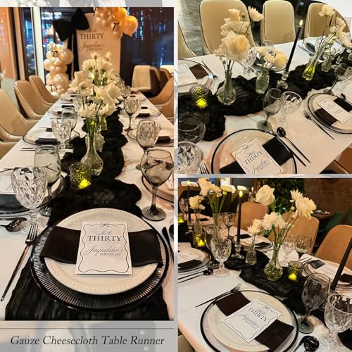 Black Cheesecloth Table Runner 17x108 Inch - Rustic Wedding Party Decor - Variation of THIS listing