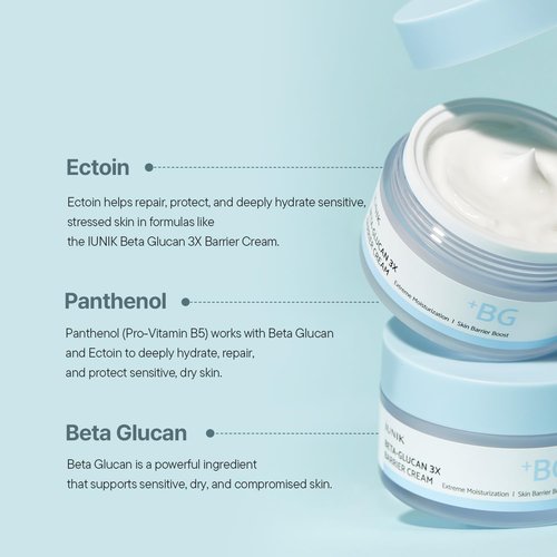 IUNIK Beta-Glucan Non-Sticky Deep Moisture Hydration 3x Barrier Cream Day&Night Moisturizer Quick Absorption Barrier Strengthening for Sensitive Dry Skin with Shea Butter Panthenol Korean Skincare