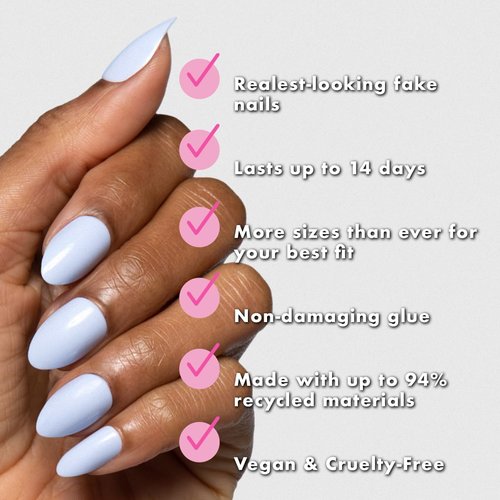Olive & June Press-On Nail Kit - 4 Bestsellers Including HD Crisp White & Classic French | Realistic Look, Non-Damaging Glue, Up to 14 Days Wear