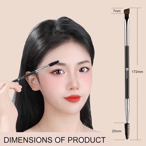 KINGMAS Eyebrow Brush - Professional Duo Angled Brush for Lining & Shaping Brows | Black