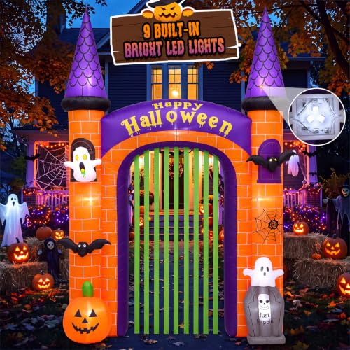 Halloween Inflatable Archway 10.8FT Tombstone Pumpkin Ghost Decor Outdoor