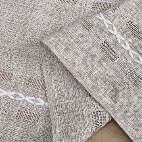 Brown Embroidered Farmhouse Table Runner - 13 x 108 Inch Rustic Kitchen Decor - Seasonal Home Dining Accessory