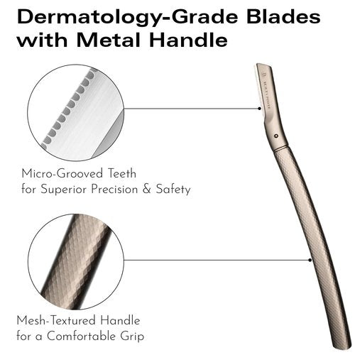 Beauty Power Eyebrow Razor with 6 Blades & Travel Case – Face Razors for Women & Men, Eyebrow Trimmer Shaper with Precision Cover, Facial Shaver & Dermaplaning Tool for Smooth Skin - Valentine's Gift