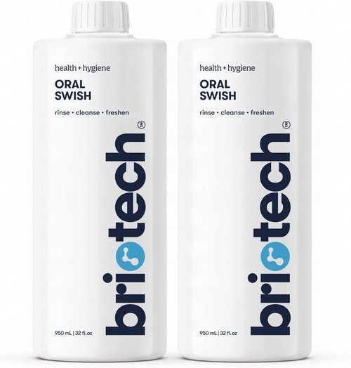 Briotech Oral Swish Mouthwash - Hypochlorous Acid Formula for Gentle Oral Care | 32 fl oz (2 Pack)