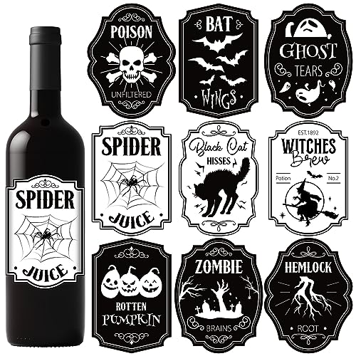 Halloween Wine Bottle Stickers Set - Waterproof Scary Labels for Party Décor
