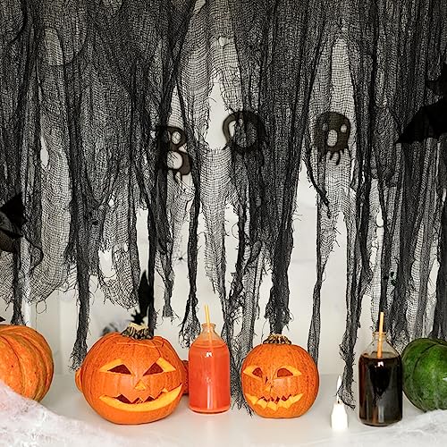 200 x 59 Inch Black Creepy Halloween Cloth - Large Spooky Decoration for Parties