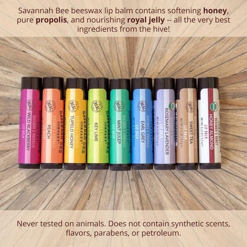 Savannah Bee Company Beeswax Lip Balm - Natural Tupelo Honey, 0.15 Ounce | Pack of 4