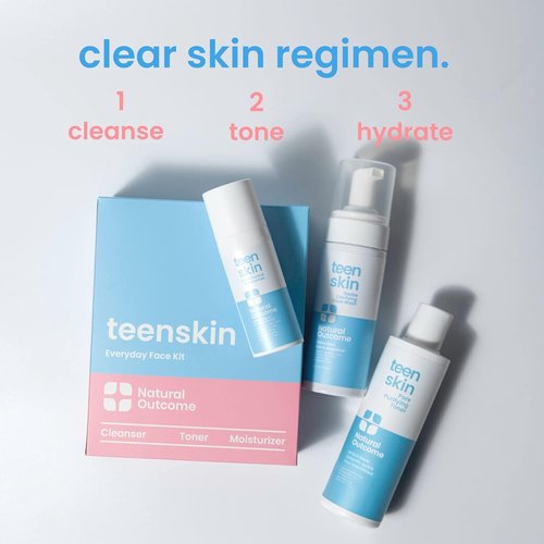 Natural Outcome Teen Skin Care Kit - 3-Step Acne Face Wash, Toner & Moisturizer | Ideal for Preteens & Teens