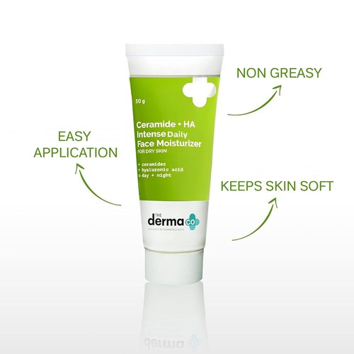 Derma Co Ceramide + HA Daily Face Moisturizer - Long-Lasting Hydration | Fragrance-Free, Lightweight | 1.76 Oz/50g