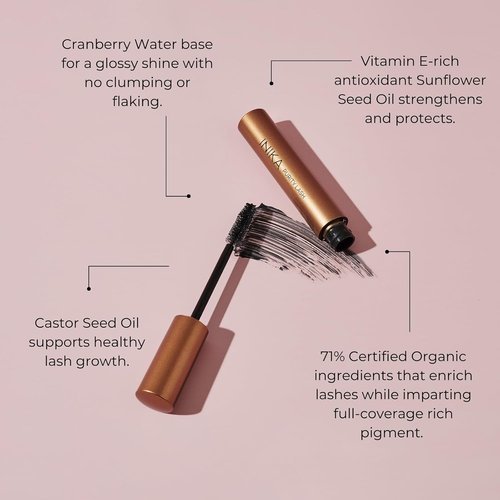 INIKA Organic Purity Lash Mascara - Certified Organic, 100% Natural, Sensitive Eye Formula | Long-Lasting Black