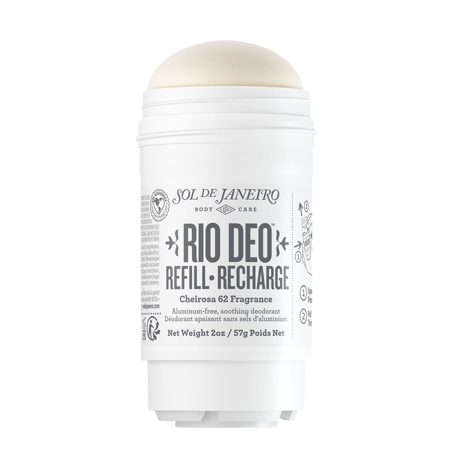 Sol de Janeiro Rio Deo Aluminum-Free Deodorant Refill | Eco-Friendly & Long-Lasting 2.5 oz