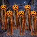 Halloween Pumpkin Hanging Decor Set - 6 Jack-O'-Lanterns Party Banner with Tinsel Streamers