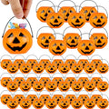 Mini Pumpkin Buckets Bulk 60 Pack for Halloween Candy Trick or Treat Party Decorations