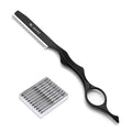 M.steve Hair Razors For Cutting Hair 6.89",Professional Styling Thinning Texturizing Cutting Razor with Replacement Blades,Ideal for Salon/Home -11PCS Black