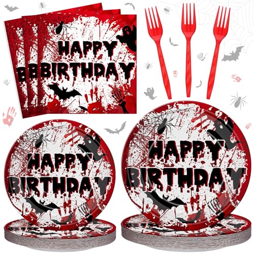 Halloween Blood Themed Tableware Set - 96 Pcs Spooky Party Supplies
