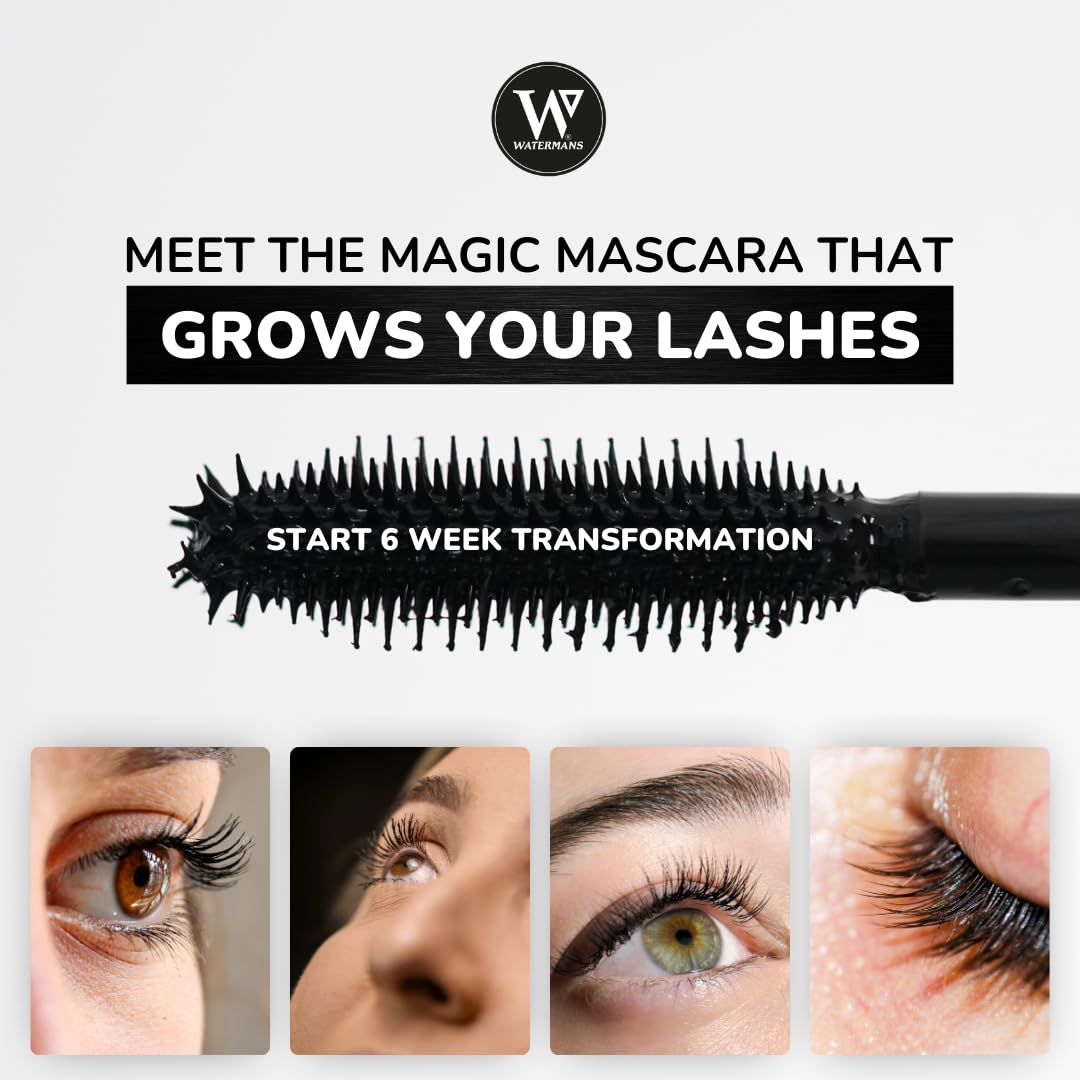 Watermans Lashology Eyelash Growth Mascara - Black Formula for Thicker, Stronger, Fuller Lashes