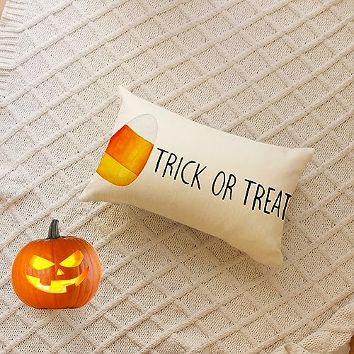 Halloween Candy Corn Throw Pillow Cover, 12x20 Inch Trick or Treat Home Decor