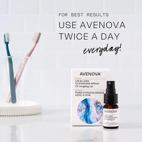 Avenova Eyelid and Eyelash Cleanser Spray - 20ml Bottle - Gentle Everyday Pure Hypochlorous Acid Spray for Eye Irritation
