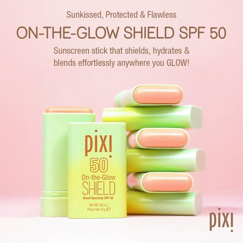 Pixi Beauty On-the-Glow SHIELD SPF 50 Sunscreen Stick - Lightweight, Hydrating & No White Cast | Travel Size, Vegan | 2-Pack (2x 0.6oz/19g)