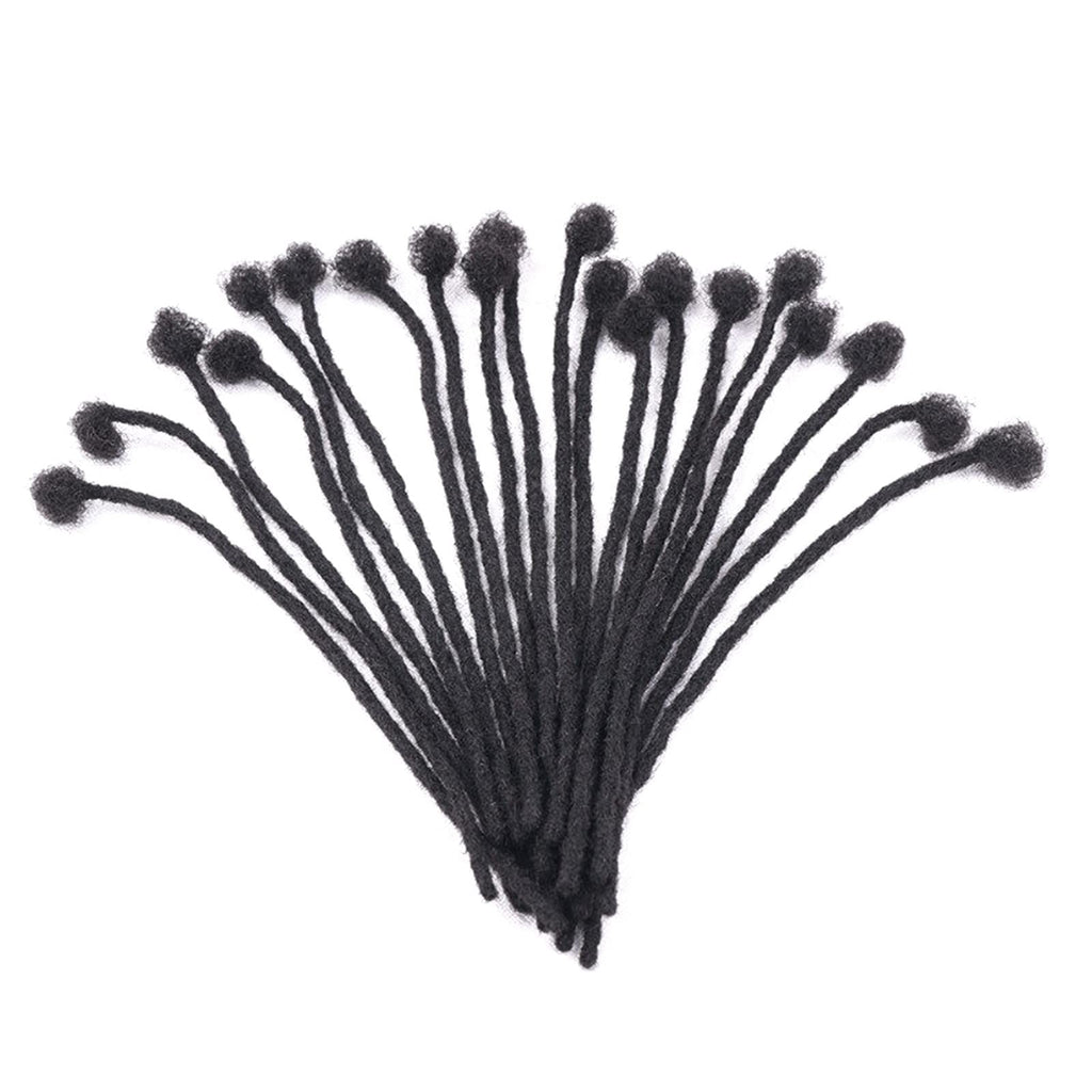 WacanDan 100% Human Hair Dreadlock Extensions for Men/Women, 0.6cm Thickness 4 Inch 60 Strands Full Handmade Can be Dyed and Bleached Permanent Loc Extensions Human Hair Natural Black