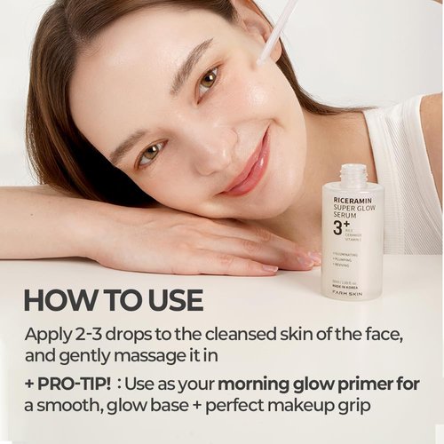 FARMSKIN Riceramin Super Glow Serum - Revitalizing & Moisturizing Makeup Primer Face Serum with 5x Ceramide, Rice Extract & Vitamin C - Korean Skin Care for Uneven Skin Tone & Visible Spots 1.69 fl oz