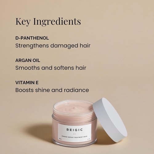 Beigic Damage Repair Treatment Mask - Vegan Deep Conditioning Hair Mask with Argan Oil & Vitamin E (7.1 fl oz)