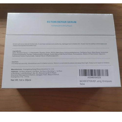 BACHERI Ectoin Hydrating Repair Facial Serum Ampoule, Deep Moisture & Anti-Aging Serum with Beta-Glucan Glycerin Hyaluronic Acid For All Skin Redness Relief & Barrier Repair, 30PCS Single Use Ampoules