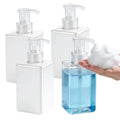 Foaming Soap Dispenser 15oz/450ml Clear Empty Foam Soap Dispensers, Square Refillable Plastic Foaming Hand Soap Dispenser Soap Pump for Liquid Soap, Shampoo, Body Wash(4 Pack)
