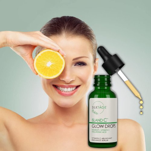 SILKTÁGE Island C Glow Drops - Anti Aging Soursop Vitamin C Face Serum with Hyaluronic Acid & Bitter Melon - Evens Skin Tone, Wrinkles, 1 Fl Oz
