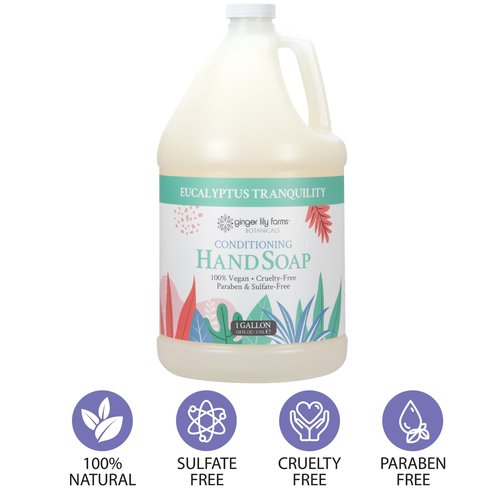 Ginger Lily Farms Botanicals Conditioning Liquid Hand Soap Refill, Eucalyptus Tranquility, 100% Vegan & Cruelty-Free, 1 Gallon (Pack of 4)