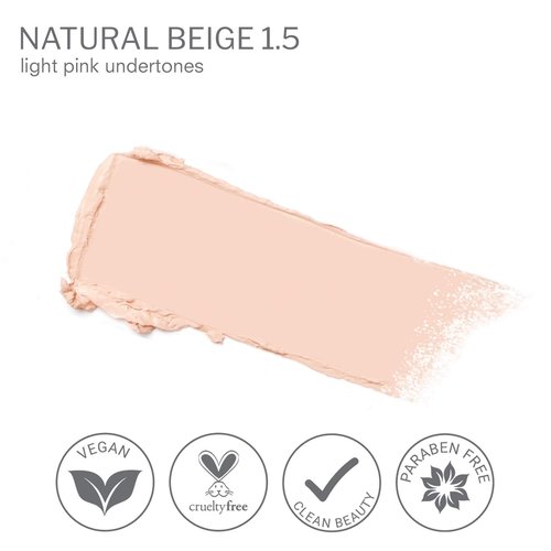 True + Luscious Camera Stick Foundation | Full Coverage Cream for Flawless Airbrushed Skin | Hydrating Non-Comedogenic Formula | Vegan Paraben-Free Cruelty-Free 0.49 oz | Shade 1.5: Natural Beige
