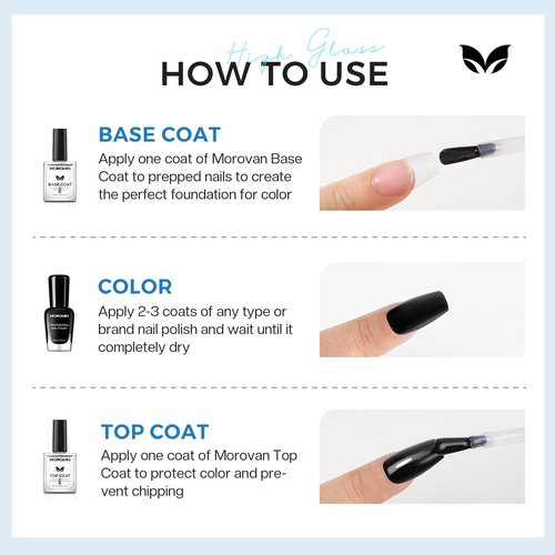 Base Top Coat Nail Polish: Clear Quick Dry High Glossy Nail Polish Shiny No Chip Long Lasting Air Dry Top Coat for Nail Art Manicure Salon Quality Women Gift
