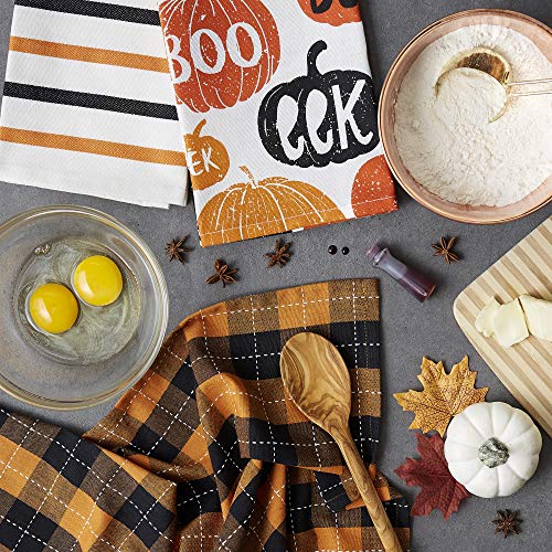 Halloween Hand Towels Set - Pumpkin Boo Design, 3 Pack, Cotton Kitchen Decor