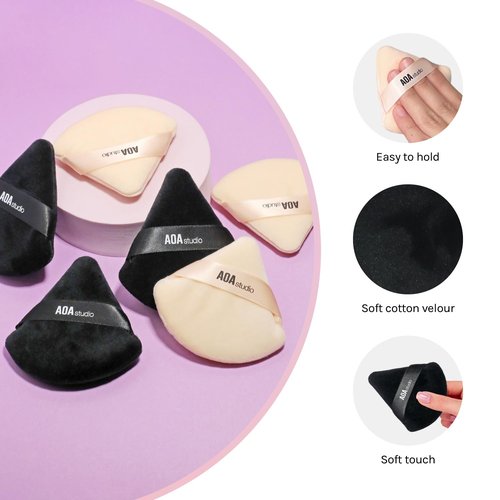 AOA Studio Velvet Puffs | Makeup Blender Sponge Set of 6 for Flawless Foundation Application - Black/Peach