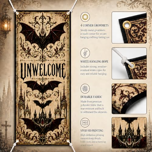 Halloween Door Cover Gothic WELCOME Banner - Black Red Yellow Variation