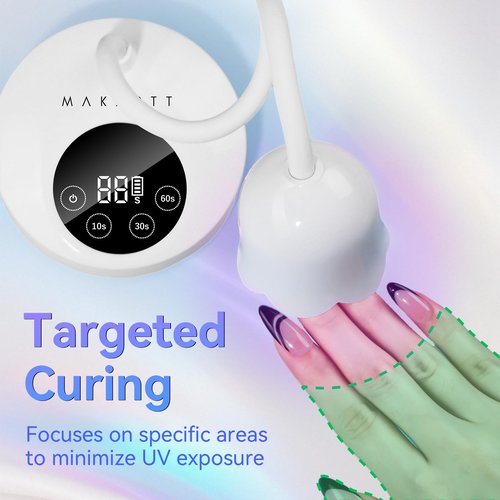 Makartt UV Nail Lamp: Mini UV Light for Gel Nails Polish Luminoza 30mW/cm² Rechargeable LED Nail Light Nail Dryer with 4 Timers & Auto Sensor, Fast Curing Goosenecks Lamp for Home DIY Manicure