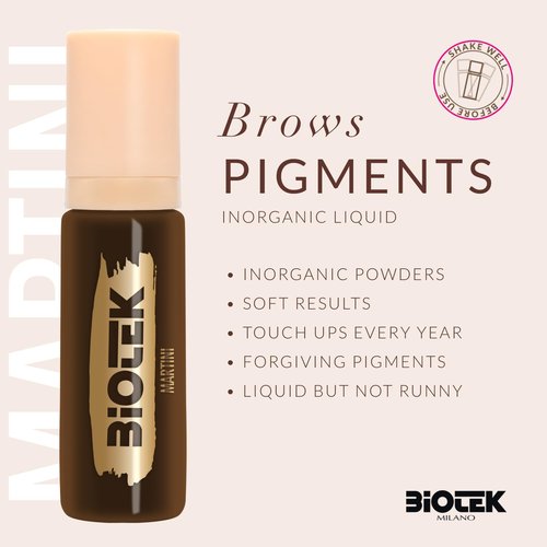 Brows Pigment for Professional Permanent Make Up - Inorganic Liquid - Dark Brown Color- Made in Italy (Martini, 0.50 Fl Oz (Pack of 1))