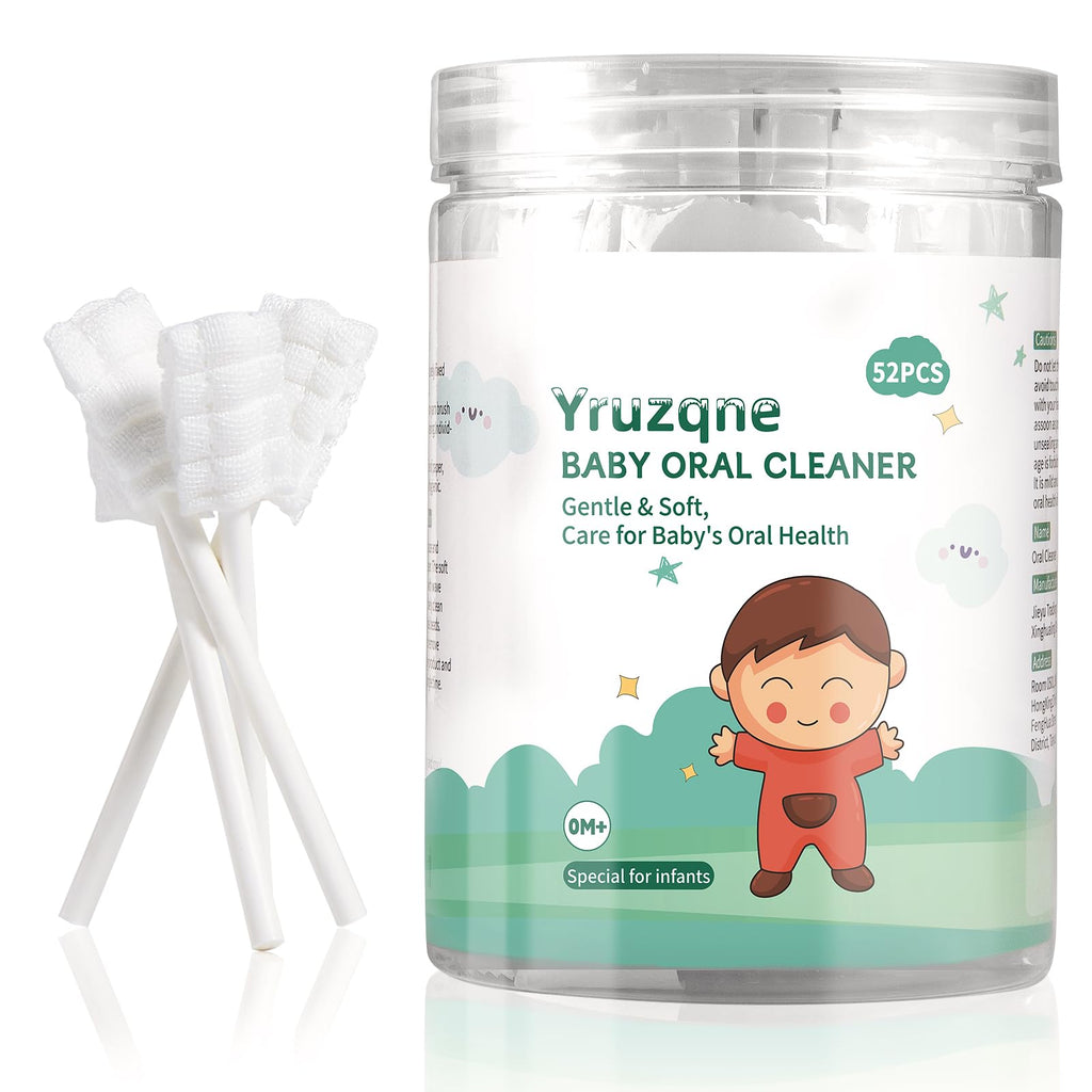 Yruzqne 52Pcs Baby Tongue Cleaner, Disposable Baby Toothbrush Oral Cleaner, Infant Gum and Tooth Cleaning Stick for Newborns, Toddler Mouth Cleaner