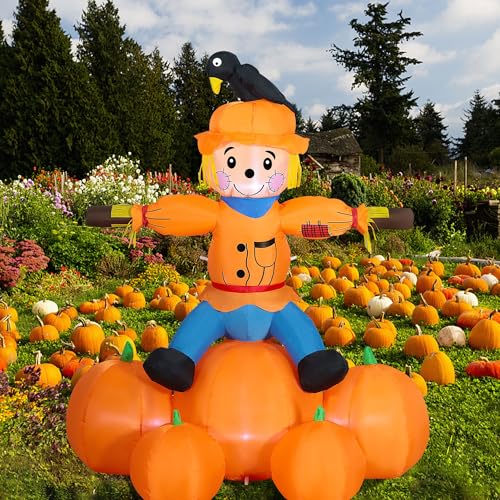 5FT Lighted Inflatable Fall Scarecrow Decoration for Yard and Garden