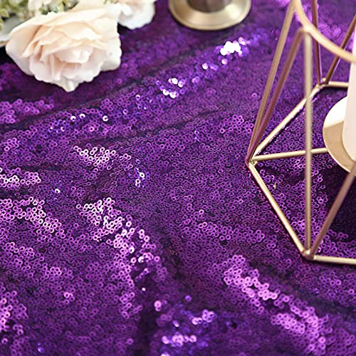 80x50 Inch Purple Sequin Tablecloth - Sparkly Mermaid Party Decorations