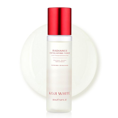 Koji White Exfoliating Toner for Face, 5% PHA BHA Toner | 2% Niacinamide, Kojic Acid & Hyaluronic Acid | Hydrating & Soothing Facial Toner | Unscented for Sensitive Skin, Vegan Skincare, 5.07 Fl Oz