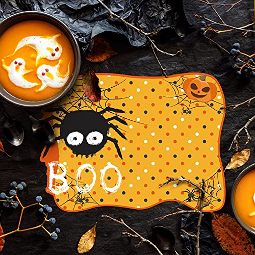 Halloween Placemats Set of 6 - Pumpkin Spider Ghost Table Mats - Halloween Variation